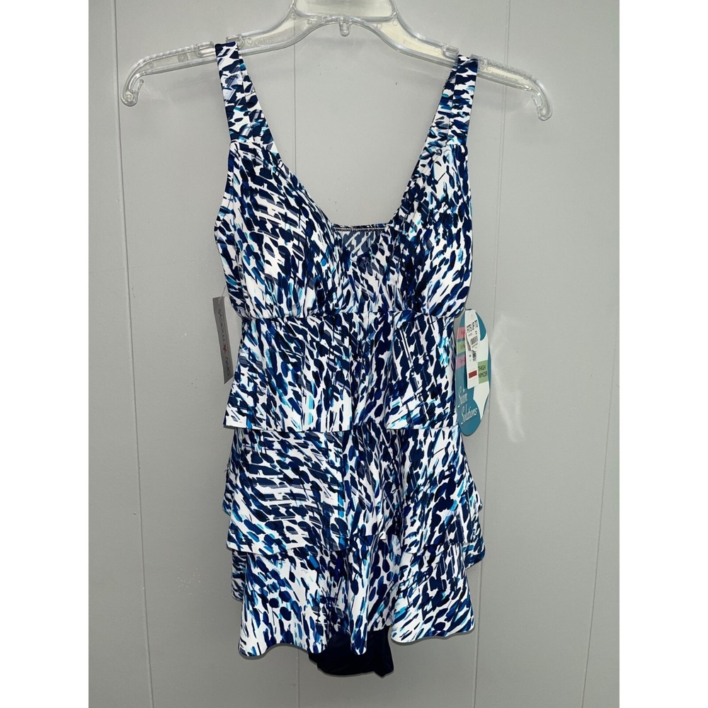 Swim Solutions‎ One Piece Tummy Control Blue Size !0 NWT Blue